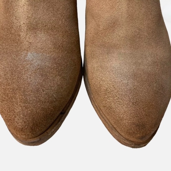 FRYE Ray Nubuck Leather Back Zip Harness Ankle Boots Distressed Brown - Picture 4 of 12